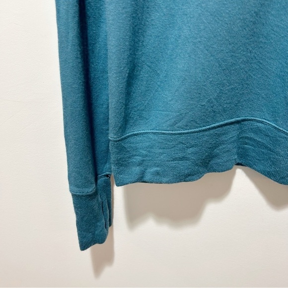 Athleta Sunrise V Neck Sweatshirt Size XS Blue Teal Modal Soft Thumbholes - Picture 6 of 12